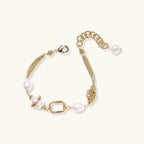 Golden Pearl Chain Bracelet on a plain white background