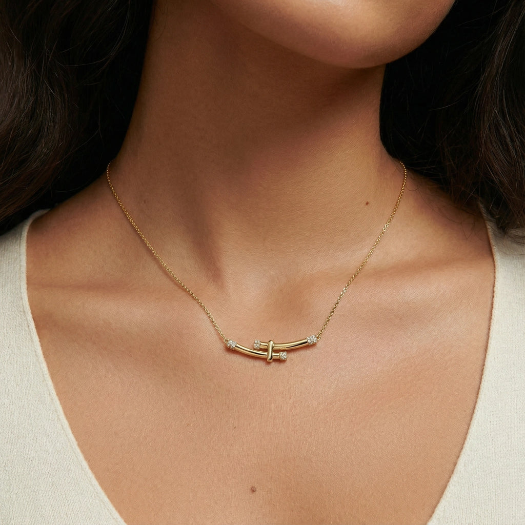 Bamboo Crystal Arc Necklace | Novaeli
