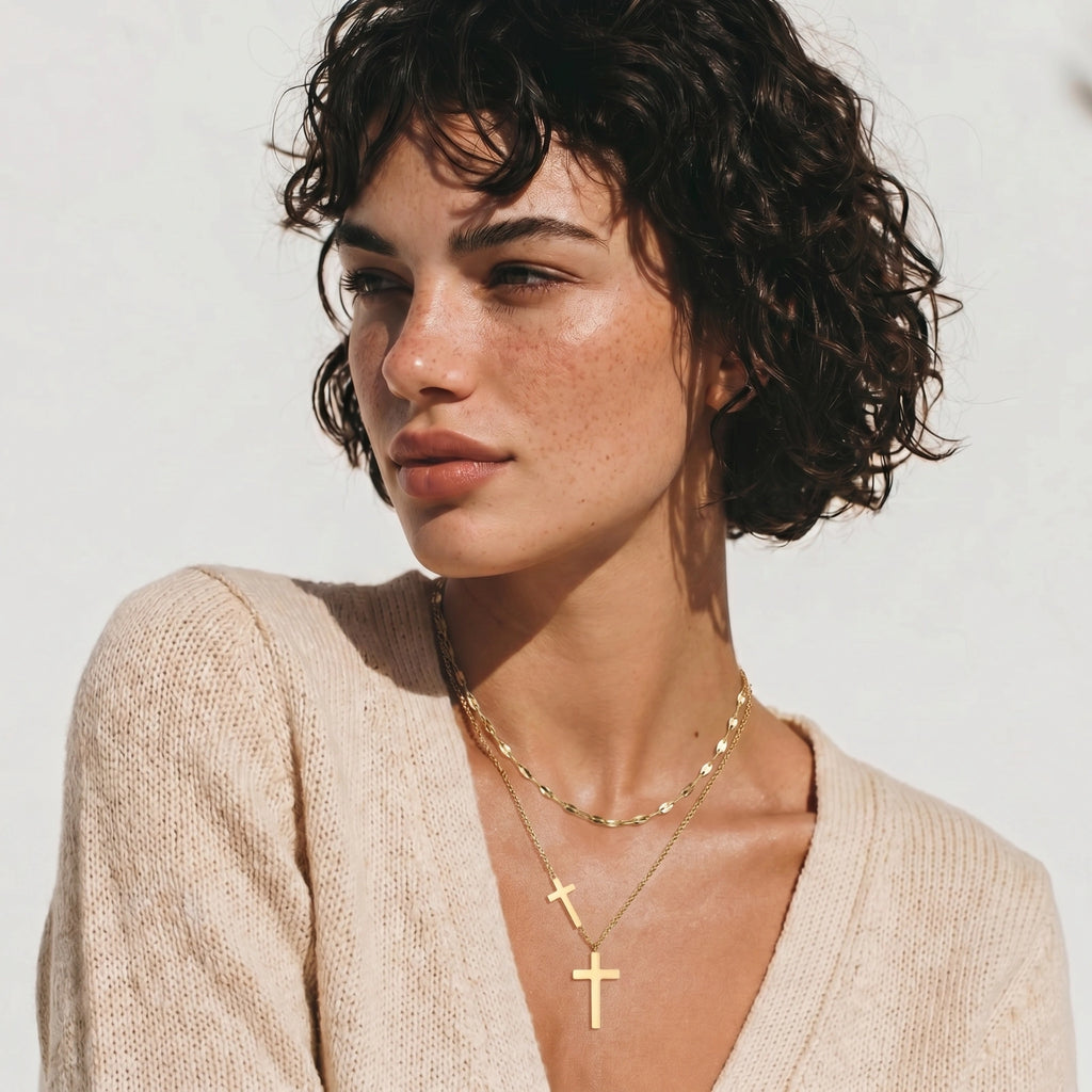 Divine Layers Cross Necklace Set | Novaeli